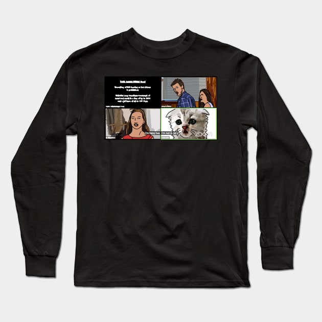 Cat Lawyer on Zoom Call and Distracted Boyfriend Memes Long Sleeve T-Shirt by ellenhenryart